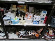 2 shelves of kitchen ware