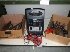 A quantity of old tools & battery chargers