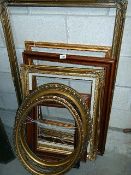 A quantity of gilded picture frames