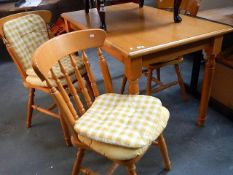 A pine table & 3 chairs