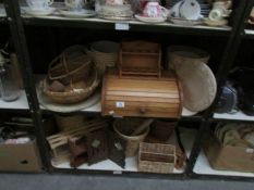 2 shelves of wooden items