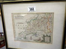 A framed & glazed old map