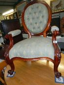 A Victorian style cabriole leg gents chair