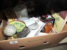 A mixed lot including desk globe, drill bits, wood ware, dog grooming,