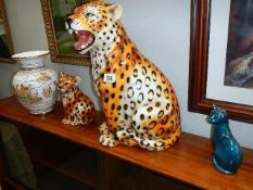 A china cheetah & other items