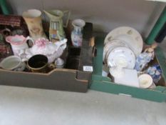 2 boxes of assorted china including vases,