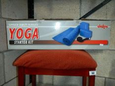 An old stool & a yoga starter kit