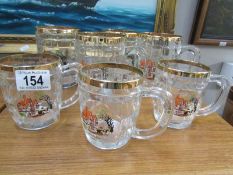 4 one pint and 3 half pint hand painted tankards