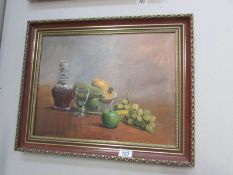 An oil on canvas still life study signed Don Micklethwaite