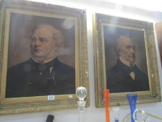 A pair of gilt framed portraits on canvas,