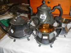 A silver plated tea set etc.