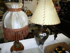 A barlet twist lamp & a metal lamp