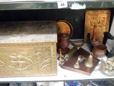 A quantity of old brassware including coal box etc.