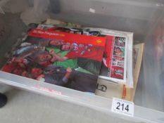 A box of Manchester United football memorabilia