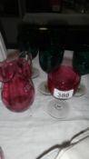 A quantity of Victorian red and green glass etc