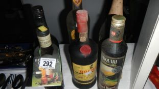 6 old bottles of spirits etc