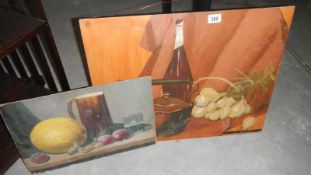 2 old still lifes on board