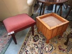 A planter and a stool