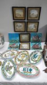 4 handpainted tiles,