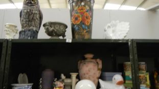 2 shelves of miscellaneous including vases,