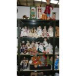 4 shelves of dolls and toys including vintage Kermit,