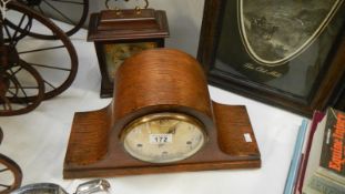 A James Walker mantel clock a/f with key and pendulum and a Bentima mantel clock with key