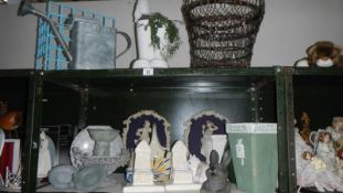 2 shelves of miscellaneous including plaques,