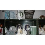 2 shelves of miscellaneous including plaques,