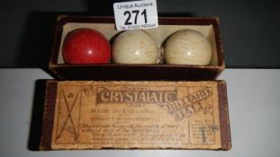 A box of 3 The Crystalate billiard balls