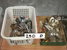 2 trays of silver plated items including cutlery