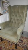 A wing arm chair