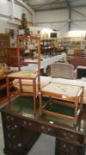 A bedroom chair and stool with tapestry work