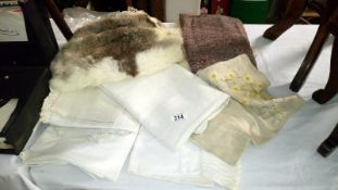 A collection of vintage linen and lace