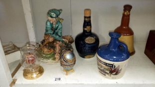 A capodimonte figure A/F, Victorian pot pourri vase & a Lamb Navy rum jug etc.