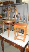 A Bentwood chair and side table