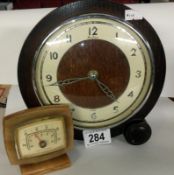 A Bentima 8 day round mantel clock and a small mantel barometer