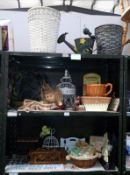 A quantity of miscellaneous items including wine rack & wooden signs etc.