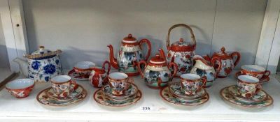 2 Japanese part tea sets & a Chinese teapot