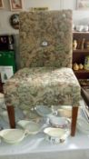 An upholstered chair
