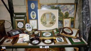 A quantity of framed & glazed embroidered pictures