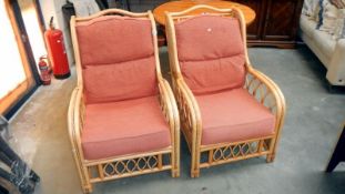 2 cane armchairs