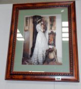 A framed and glazed 3D piture of an Edwardian lady