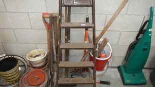 A step ladder, tools,