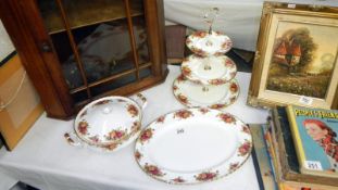 A Royal Albert Old Country Roses cake stand,