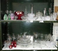 A quantity of glassware including comport, bowls, vases & wine glasses etc.