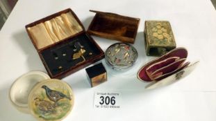A collection of cases and boxes including fine maplewood snuff,