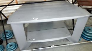 A silver TV stand