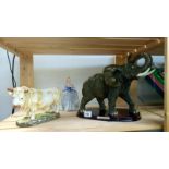 2 ornaments being elephant & bull & a figurine Catherine the Great