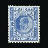 Great Britain - KEVII : (SG 319) 1911-13 SH 10s blue, small SE corner surface abrasion, excellent