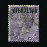 Gibraltar : (SG 6) 1886 QV Bermuda overprinted 6d Deep Lilac, neat part medium c.d.s. Cat £225 (